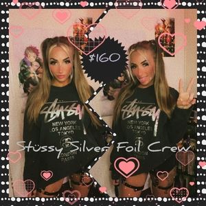 Stussy Silver Foil Crew, Street ware, Crew, Crewneck